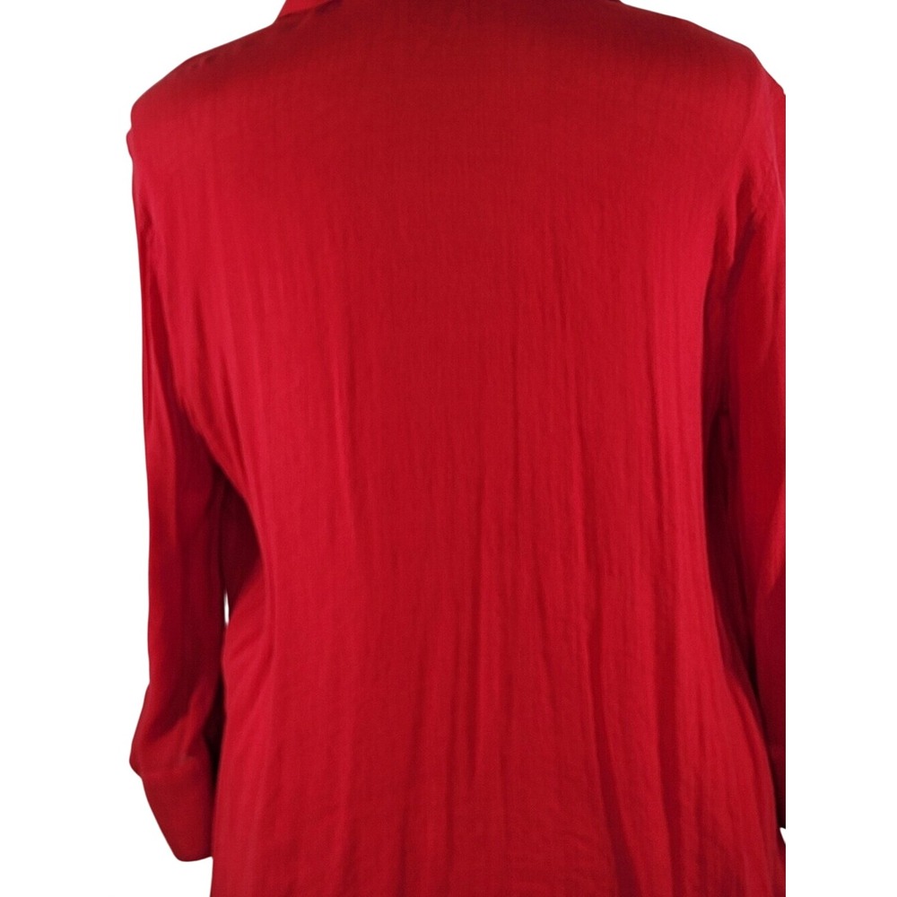 Alfani Red Pleated Button-Front Blouse - Picture 8 of 11